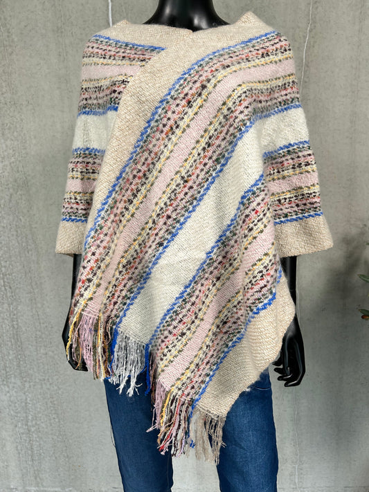 Vanting poncho strik multi