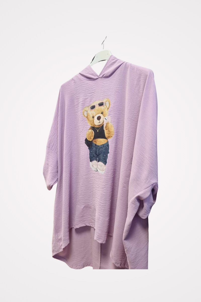 bluse lilla med bamse